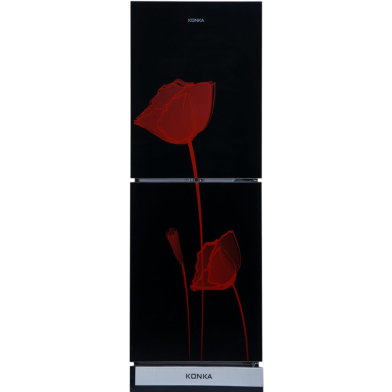 KONKA Refrigerator-KRB-270VB- Glass Mirror Red Tulip, Bottom Freezer (270 LTR) Price In Bangladesh